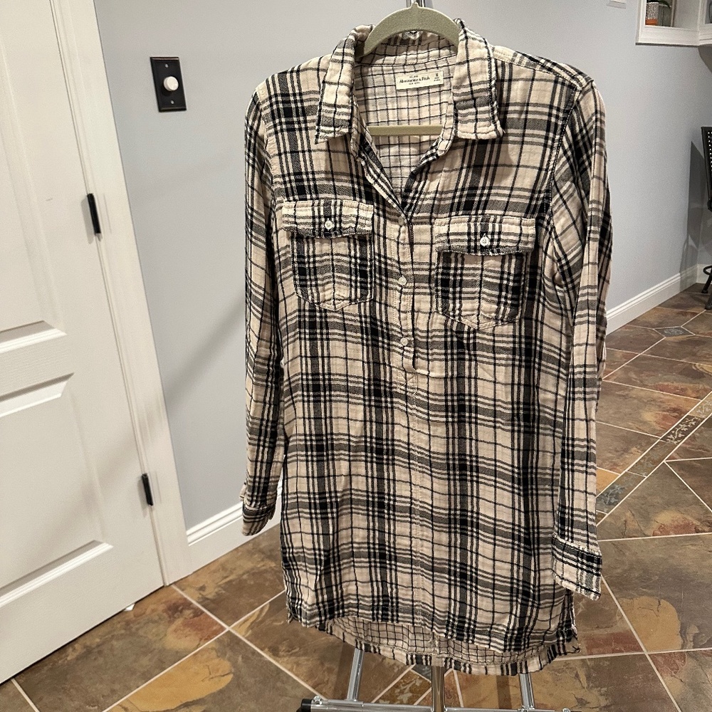 Abercrombie and Fitch Plaid Flannel Long Sleeve Button Up Mini Dress